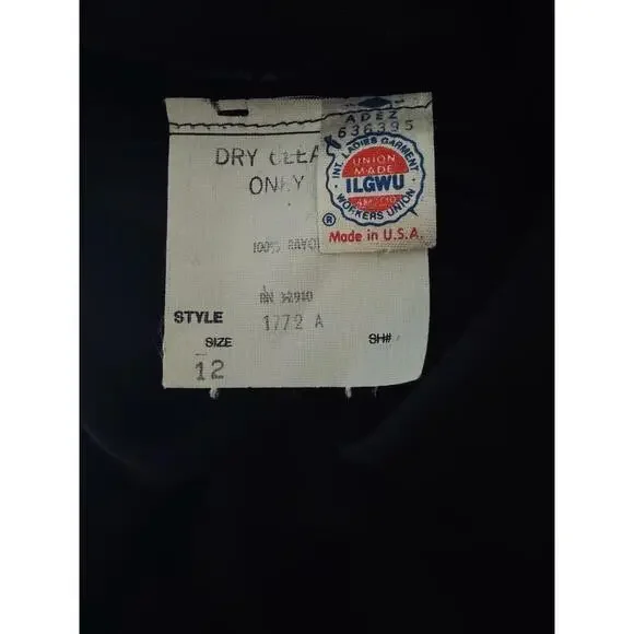 Vintage Black Velvet Mini Cami Dress & Jacket Scalloped Trim Rhinestones Size 12 - Picture 8 of 8